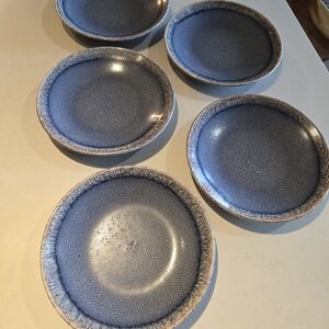 Speckled Blue Ceramic Salad/Dessert Plates - Set of 5
